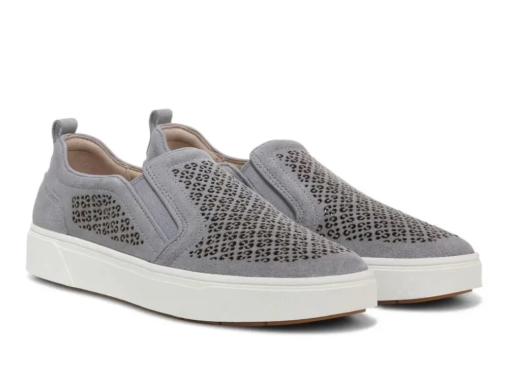 Vionic 'Kimmie' Women's 7.5 Perforated Slip On Sneaker Gray Suede Comfort Shoe